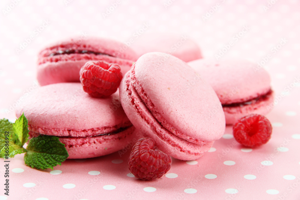 Gentle macaroons on table close-up Gentle macaroons on table close-up