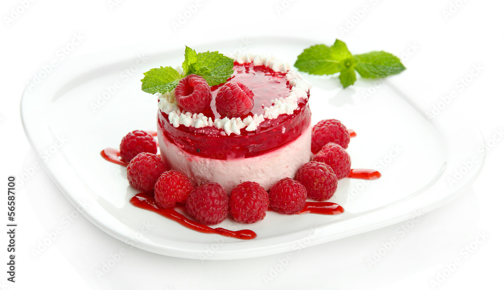 Delicious berry cake isolated on white