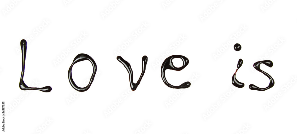 Sign made from chocolate syrup, isolated on white Sign made from chocolate syrup, isolated on white