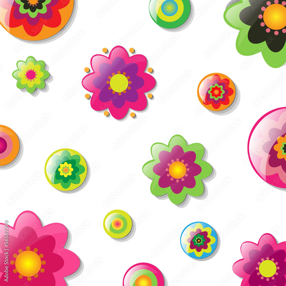 Background With Cartoon Flowers Background With Cartoon Flowers