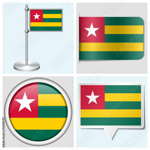 Free Download Togo flag - set of various sticker, button, label and flagstaff - GFXLoad