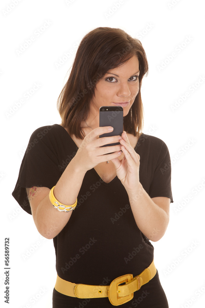 woman black dress phone take pictures woman black dress phone take pictures