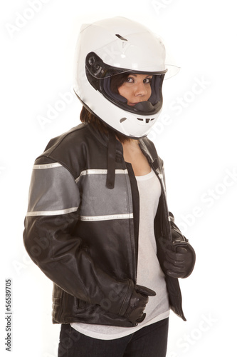 woman biker helmet look gloves © Poulsons Photography
