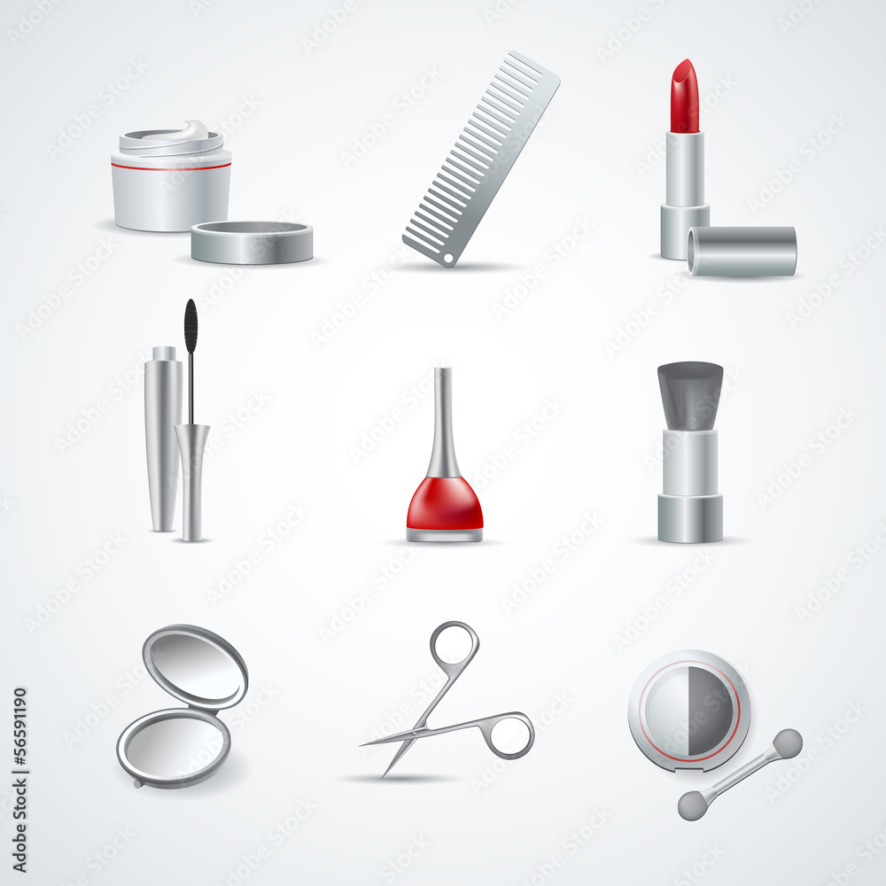 Vector Set of Makeup and Cosmetic Icons Vector Set of Makeup and Cosmetic Icons
