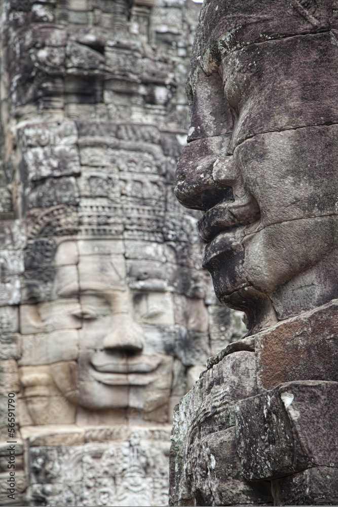 Bayon temple faces in Angkor Cambodia