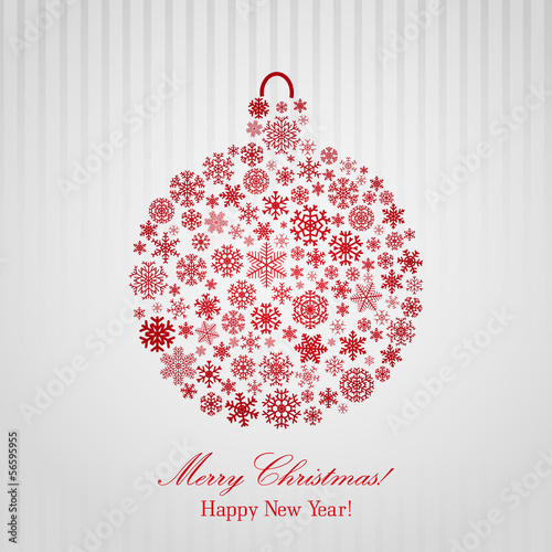 Christmas background with Christmas ball from snowflakes