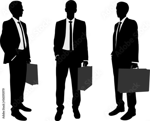 businessman holding briefcase silhouettes - vector