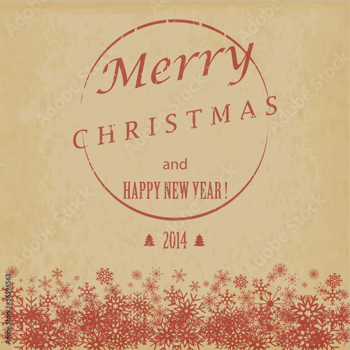 Vintage Christmas and Happy New Year card. Vector illustration