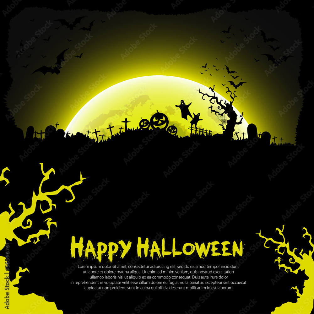 Happy Halloween sign and theme design background - vector illust