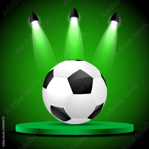 Soccer ball in the star reflectors - green background vector eps