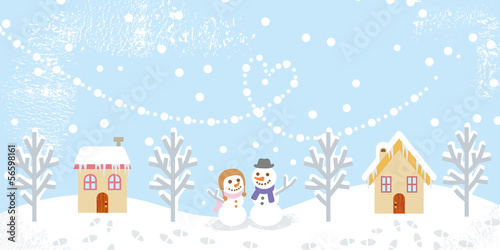 Winter landscape,two snowman