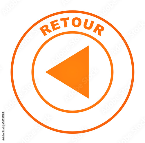 retour sur bouton web orange photo