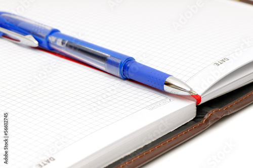 Notebook and ball-point pen on white background © Serghei V