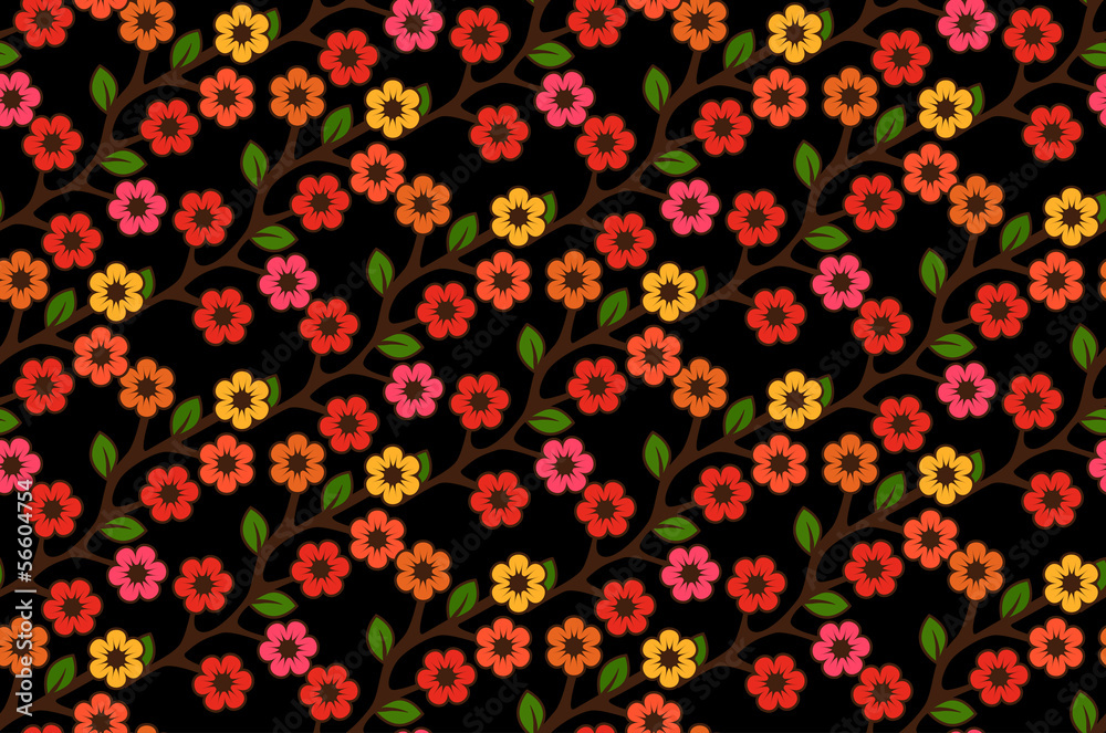 Floral semless rustic pattern
