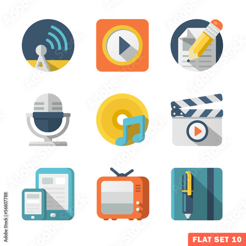 Media and Communication Flat icons