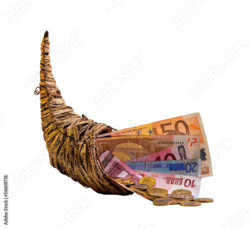 cornucopia - horn of plenty - isolated on white