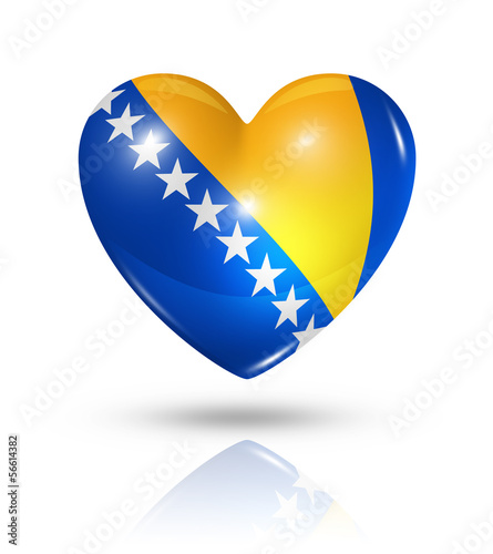 Obraz na plátne Love Bosnia and Herzegovina, heart flag icon