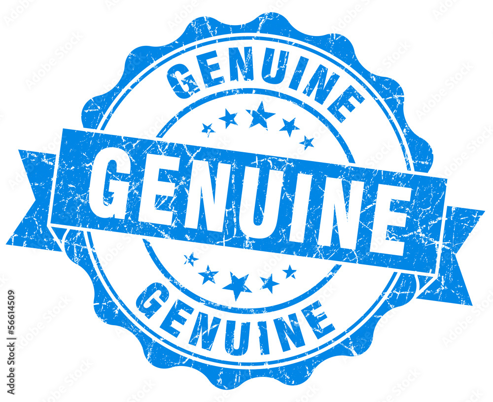 Fototapeta premium Genuine blue grunge stamp on white background