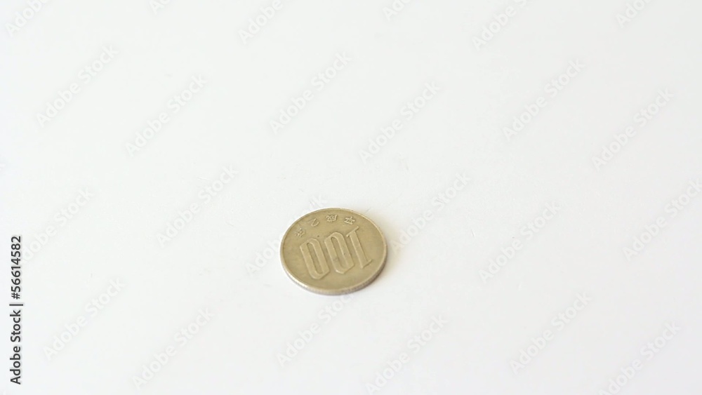 one hundred Japanese yens falling coins