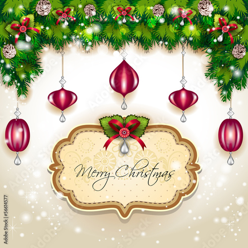 Christmas balls and decorations hanging