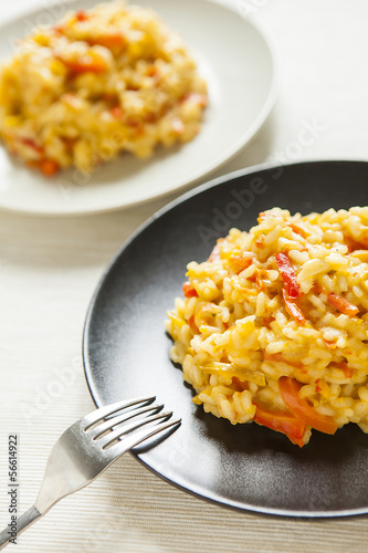 risotto with red pepper, healthy vegan food