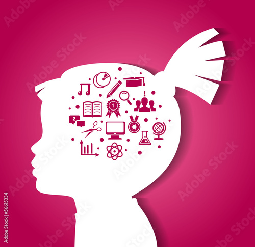 Child head with education icons