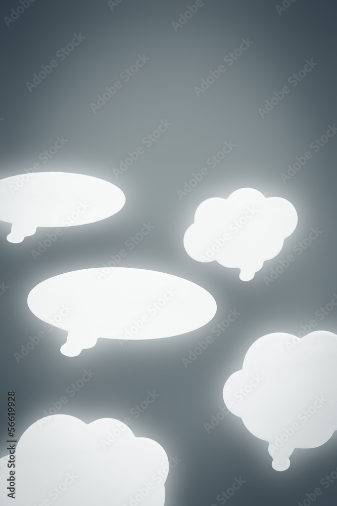 Selection Of Blank Speech Bubbles On Plain Background