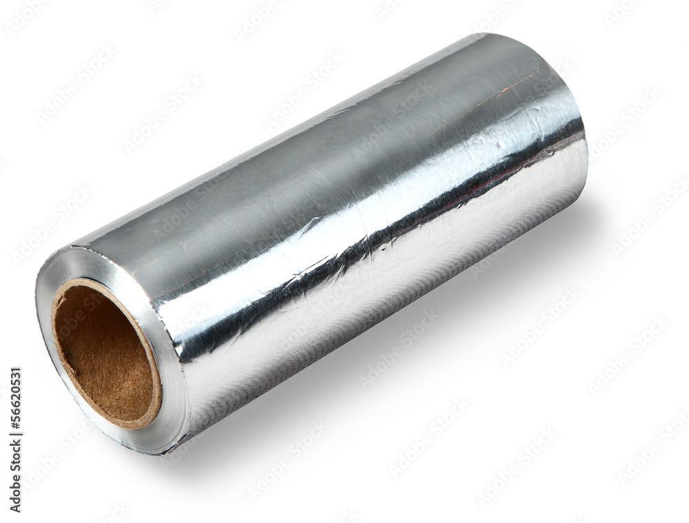 Large roll of aluminum foil food, isolated on white background. Large roll of aluminum foil food, isolated on white background.