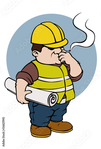 construction workers smoking and holding the paper work