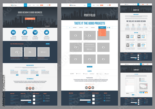 Flat Website Template (Homepage, Portfolio, About, Contact)