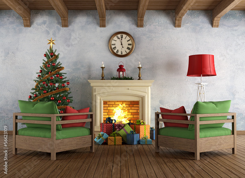 Vintage christams living room photo