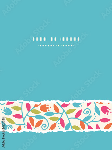 Vector Colorful Branches Vertical Torn Frame Seamless Pattern