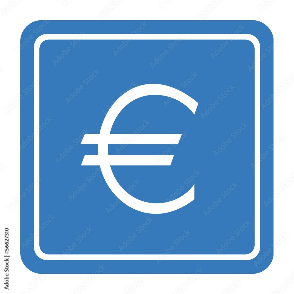 Euro dans un panneau carré bleu Euro dans un panneau carré bleu