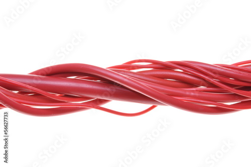 Bunch of electrical wires isolated on white background