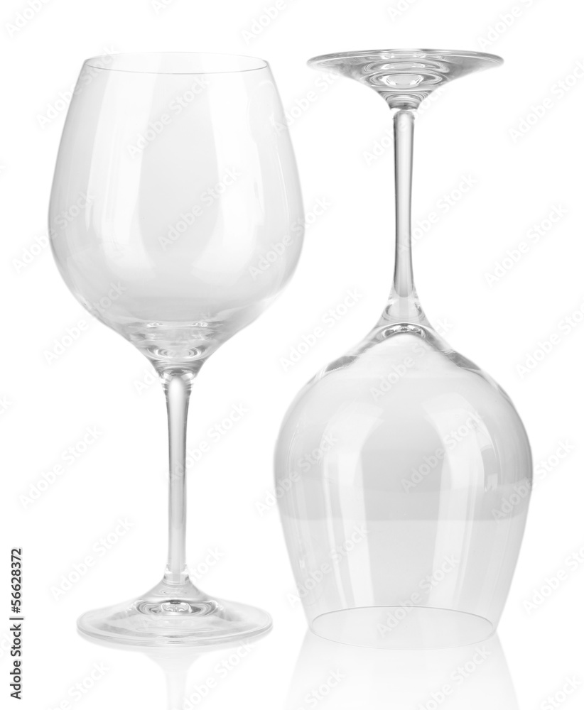 Empty wine glasses isolated on white Empty wine glasses isolated on white