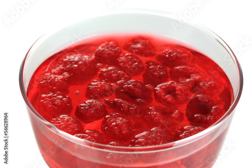 Jelly with fresh berries close up