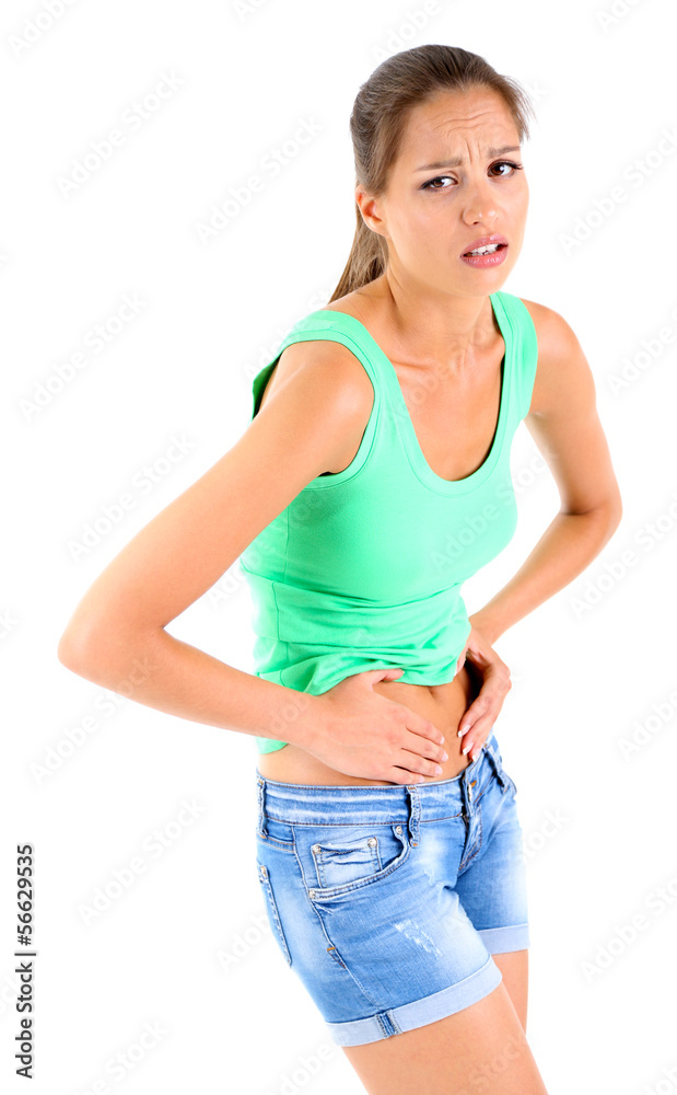 Abdominal pain isolated on white Abdominal pain isolated on white