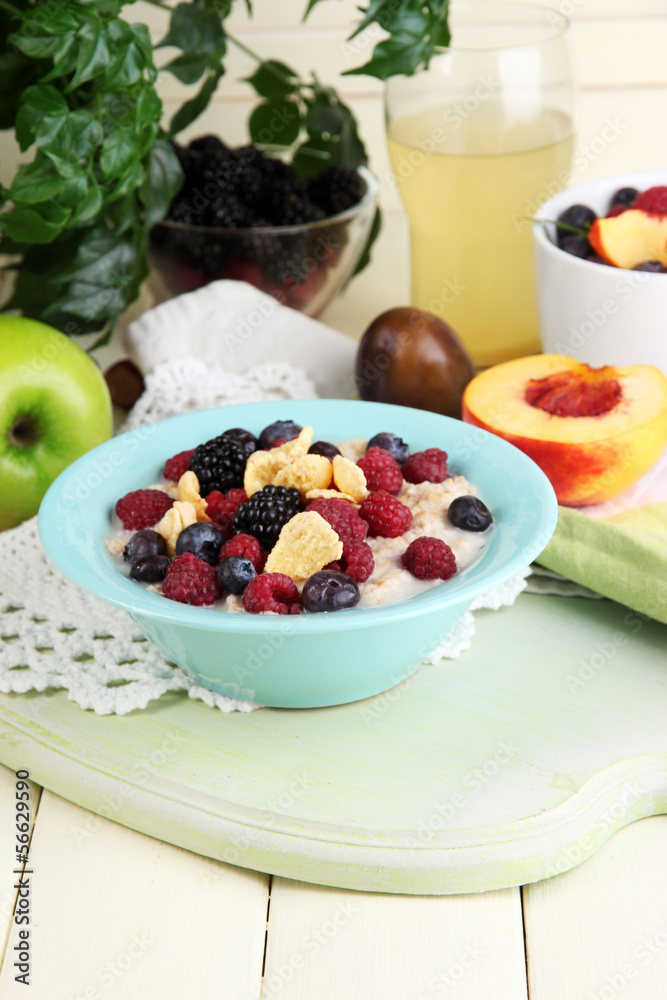 Oatmeal in plate with berries Oatmeal in plate with berries