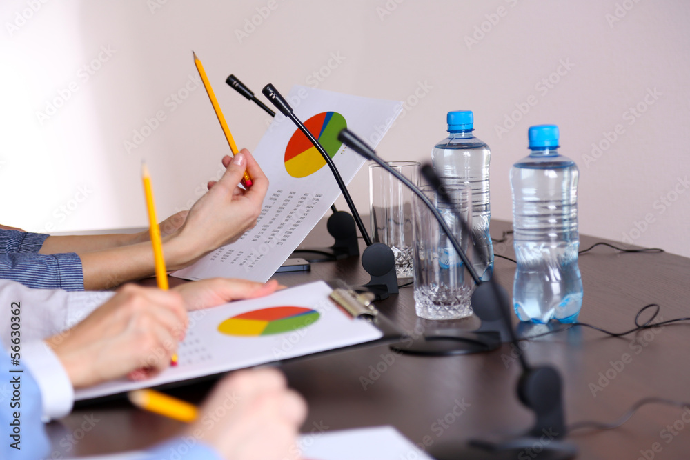 Conference meeting with microphones Conference meeting with microphones