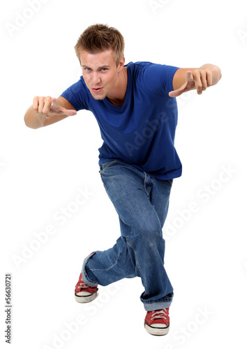 Handsome young man dancing ...