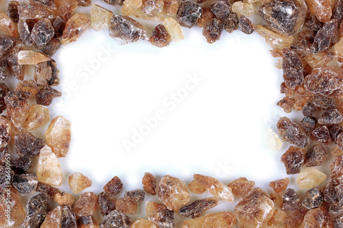 Caramelized sugar on white background