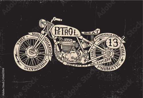 Text Filled Vintage Motorcycle