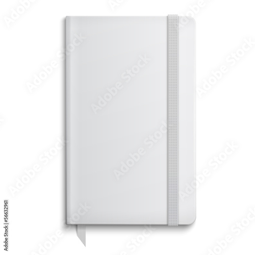 Blank copybook template with elastic band.