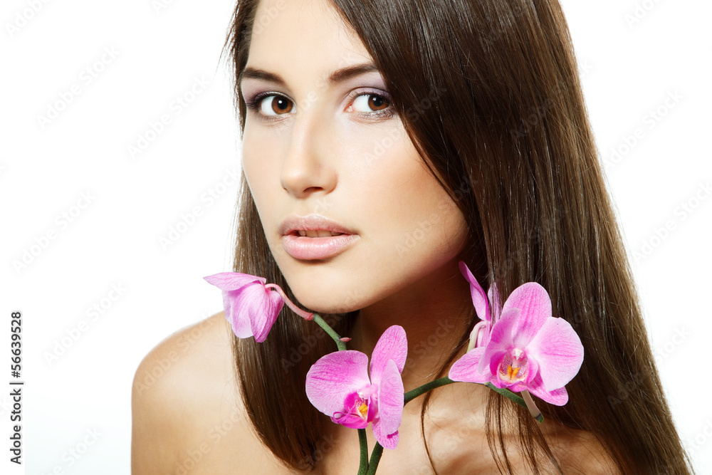beauty girl, happy young natural beautiful woman over white back beauty girl, happy young natural beautiful woman over white back