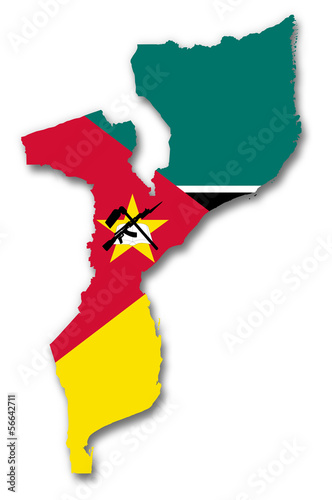 Carte   drapeau du Mozambique