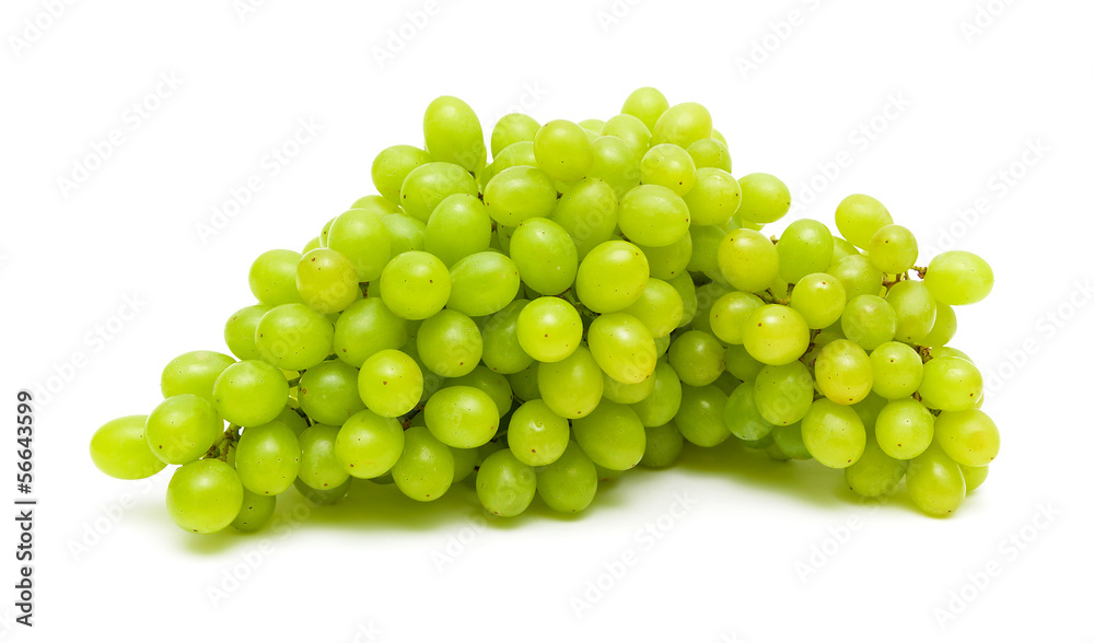 bunch of ripe and juicy green grapes close-up on a white backgro bunch of ripe and juicy green grapes close-up on a white backgro