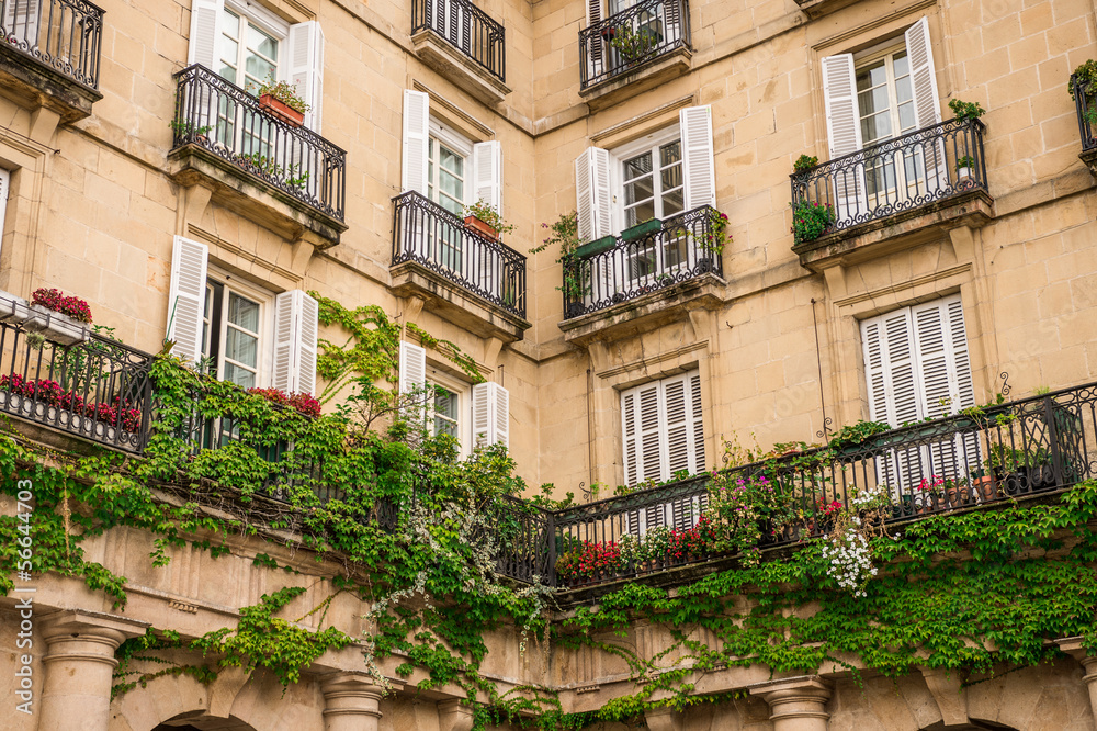 Balconies with flowers and plants