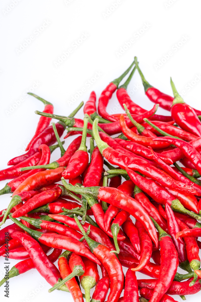 red Cayenne pepper on white