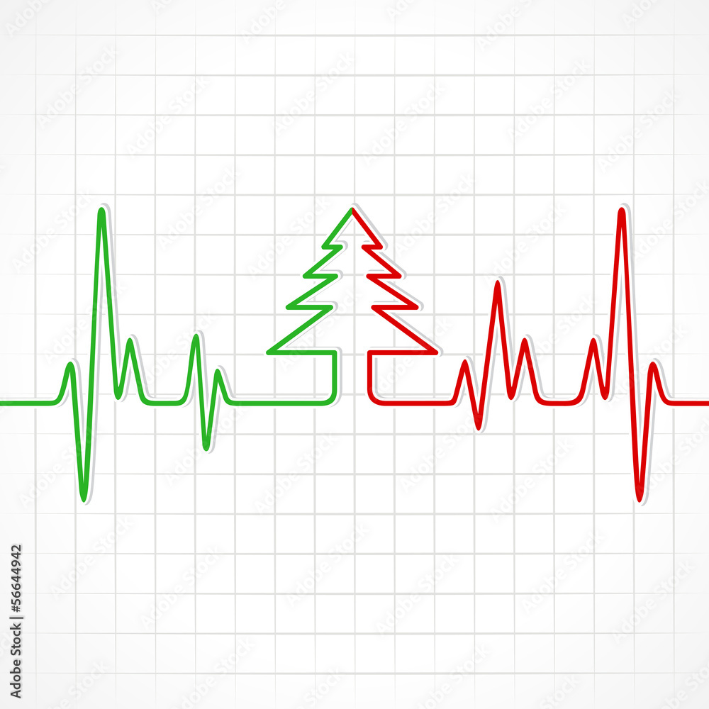 Illustration of heartbeat make christmas tree