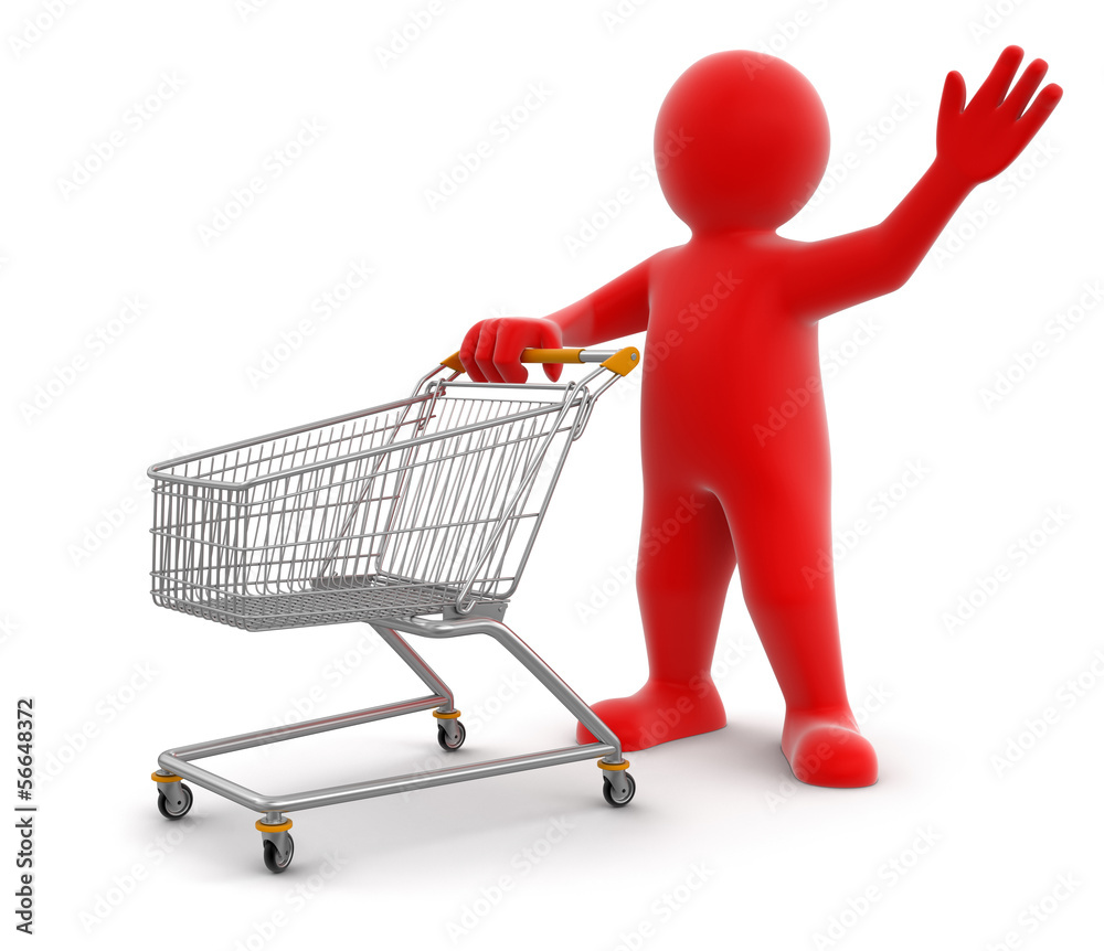 Man and Shopping Cart (clipping path included) Man and Shopping Cart (clipping path included)
